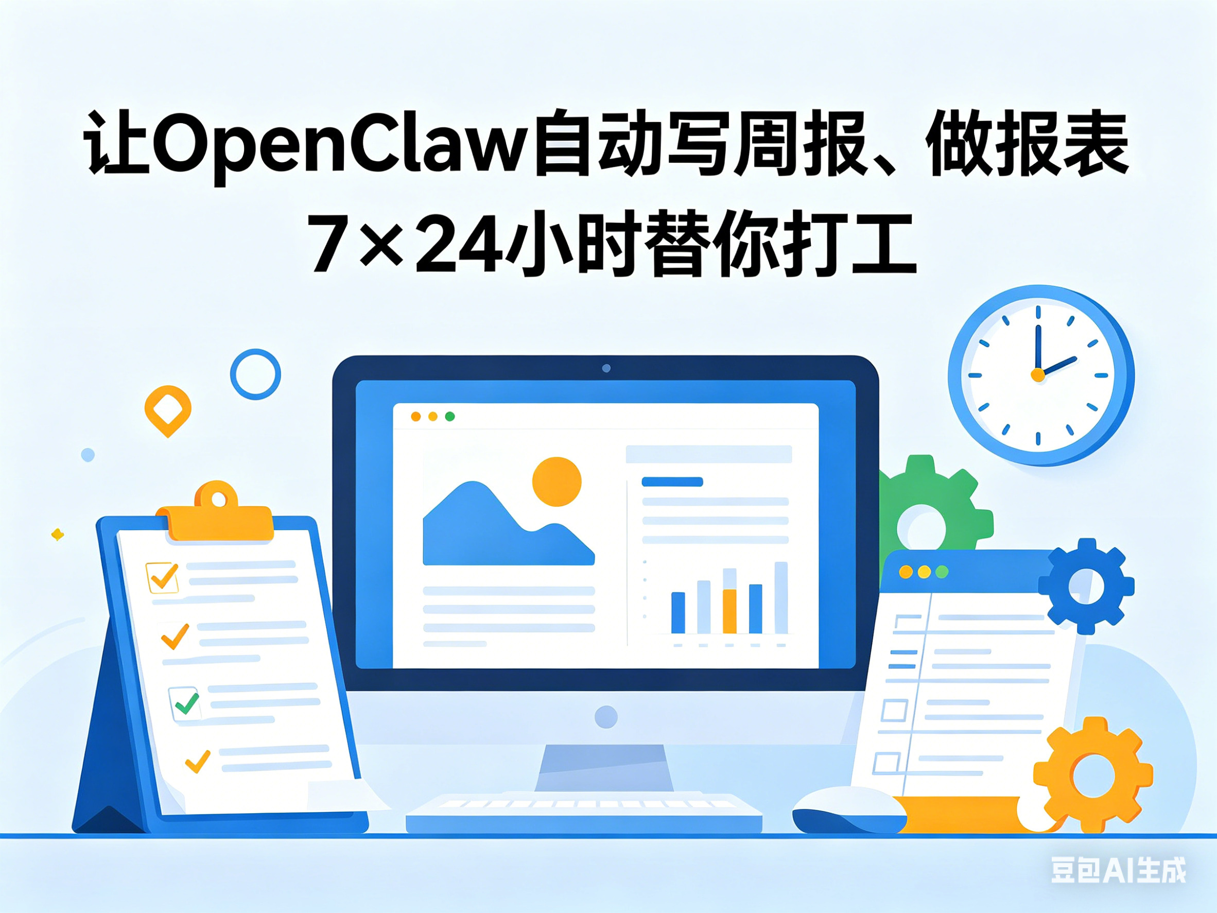 让OpenClaw自动写周报、做报表，7×24小时替你打工