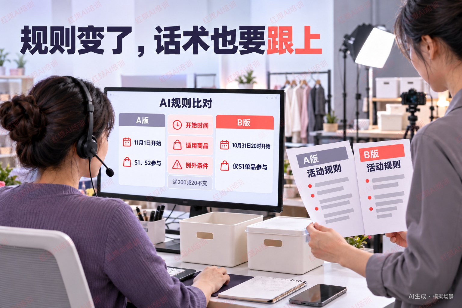 双11优惠说法总在变,电商AI培训怎么练?红烁AI企业AI培训陪跑活动规则更新与话术核对 配图