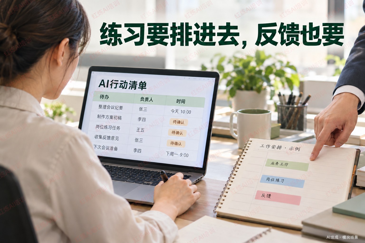 企业AI培训挤不出整天时间？红烁AI企业AI培训把岗位任务拆成短练习与周复盘 配图